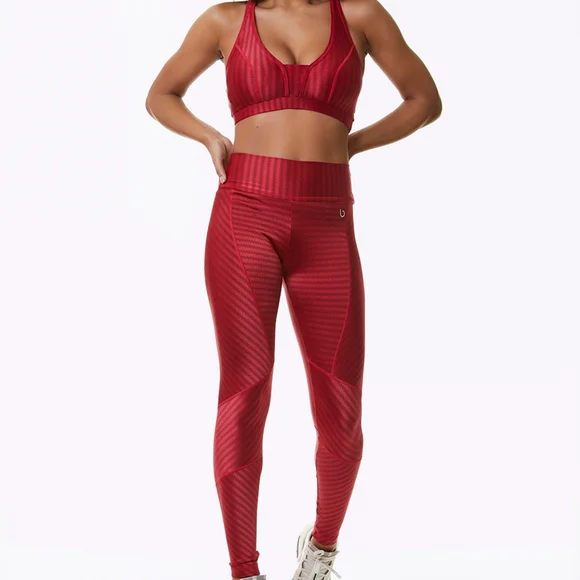 Red Women's Silk-Feel Leggings Fashion - Picture 3 of 5